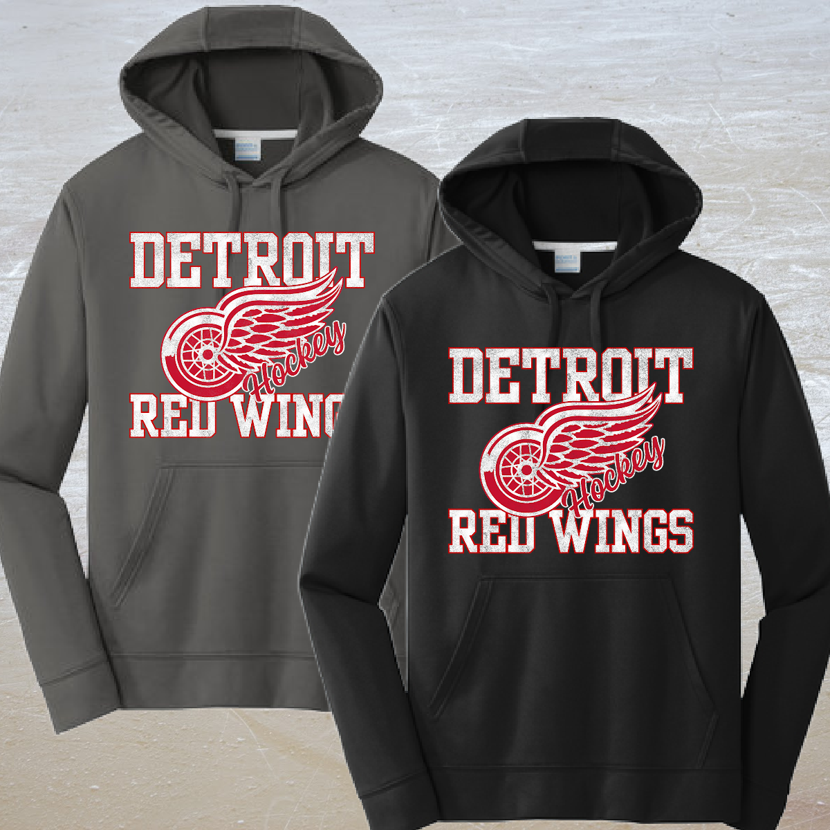Distressed Detroit Hockey Dri Fit Hoodie (Youth & Adult)