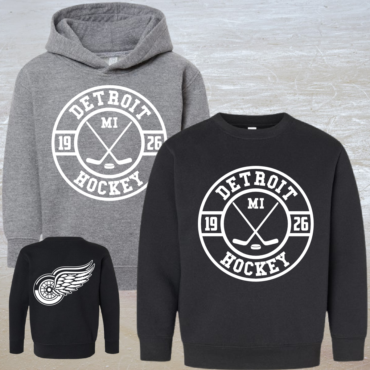 Round Detroit Hockey Sweatshirt (Youth & Adult)