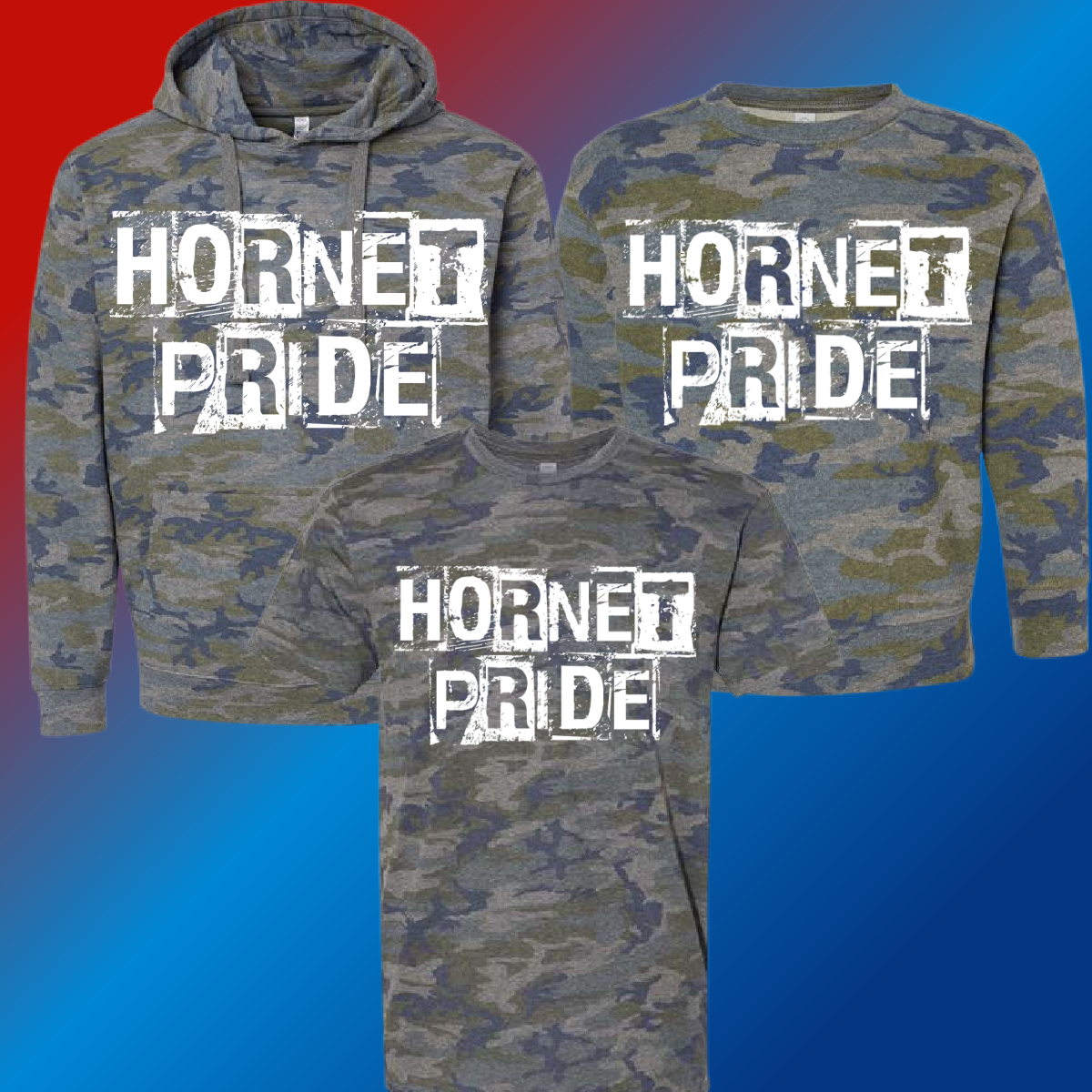 Hemmeter Elementary - Camouflage Distressed Block Tee & Sweatshirt (Youth & Adult) - MADE TO ORDER/TWO WEEKS