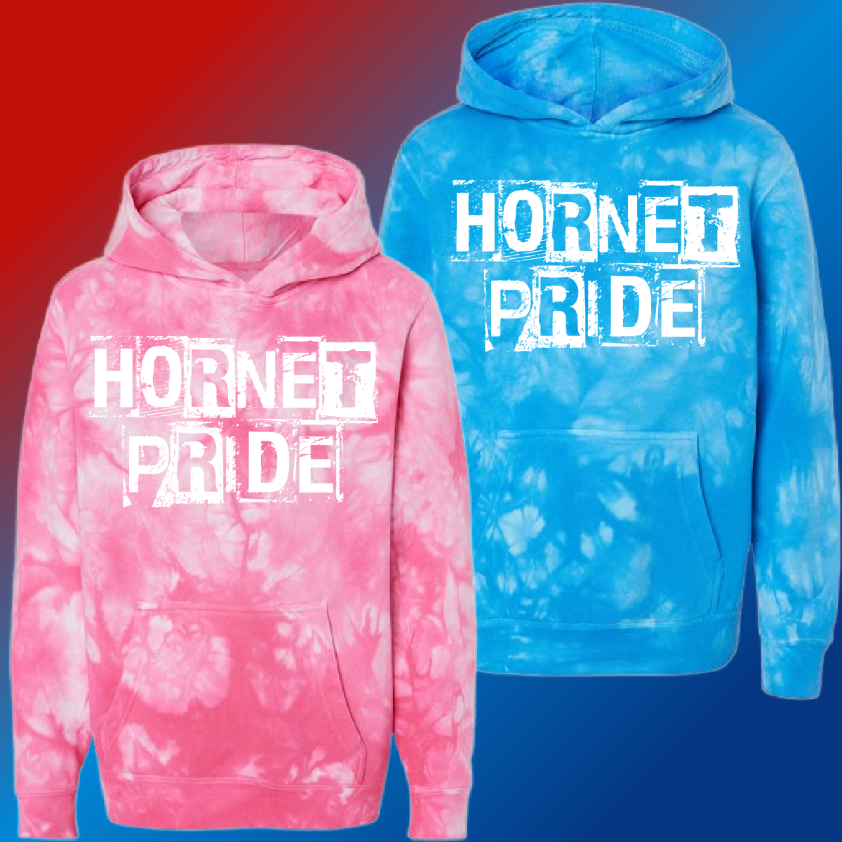 Hemmeter Elementary - Distressed Block Tie Dye Hoodie (Youth & Adult) - MADE TO ORDER/TWO WEEKS