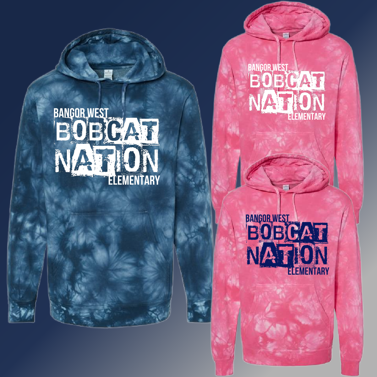 Bangor West - Distressed Block Tie Dye Sweatshirt (Youth & Adult)