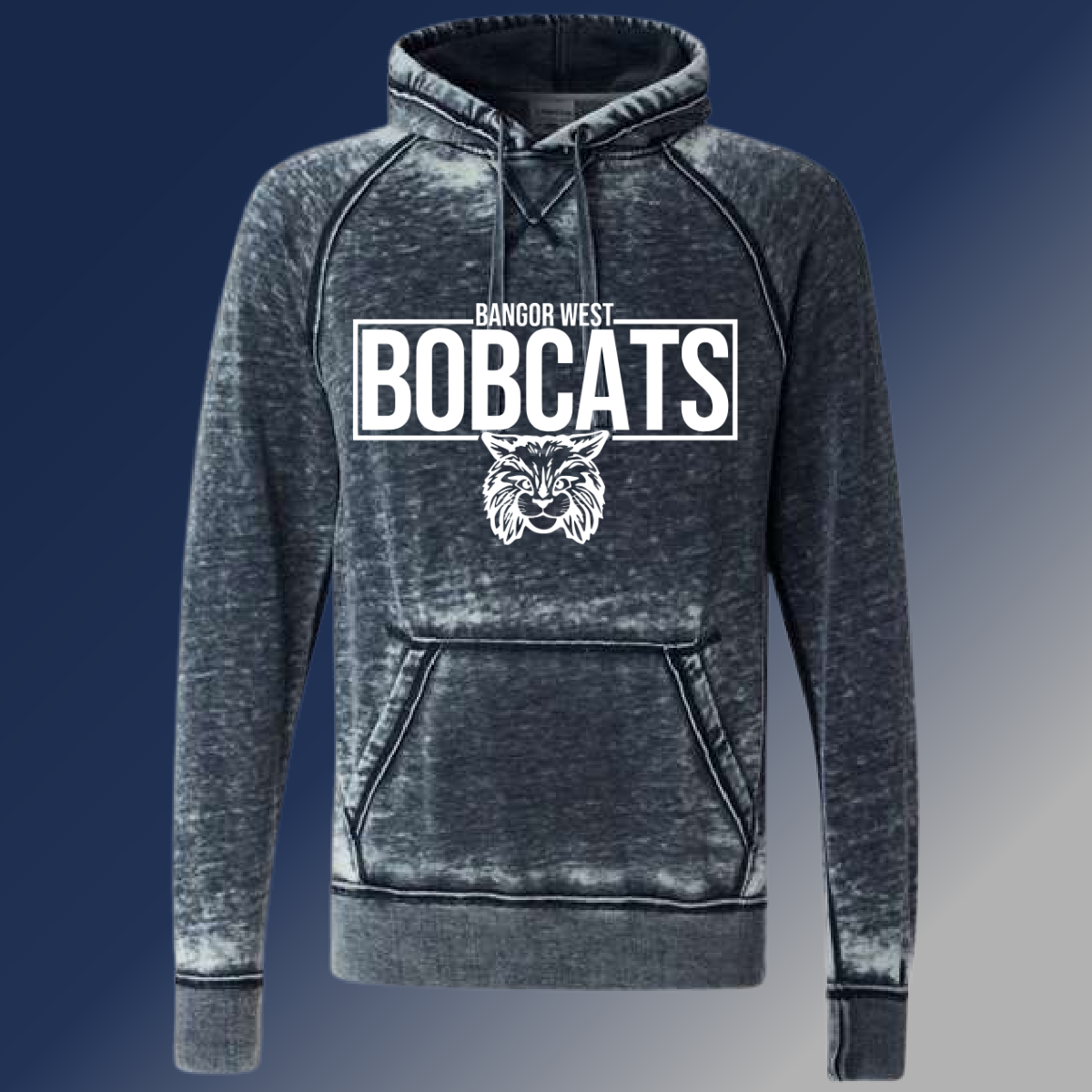 Bangor West -Block Logo Acid Wash Hoodie