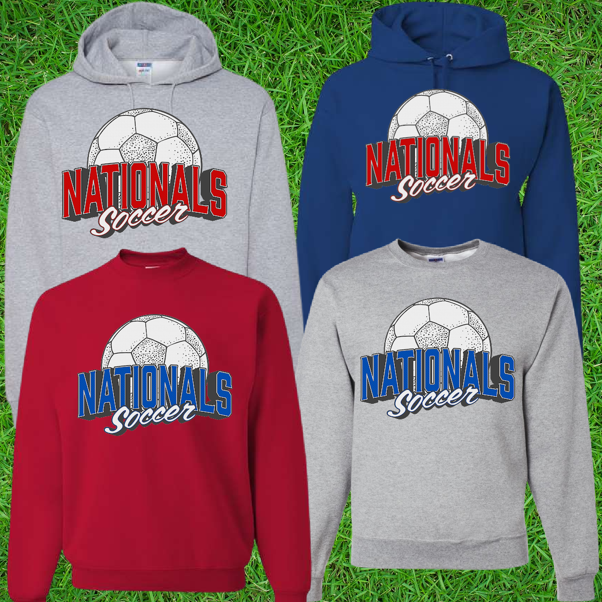 Vintage NATIONALS Soccer Sweatshirt - Red or Blue (Youth & Adult) - MADE TO ORDER/TWO WEEKS
