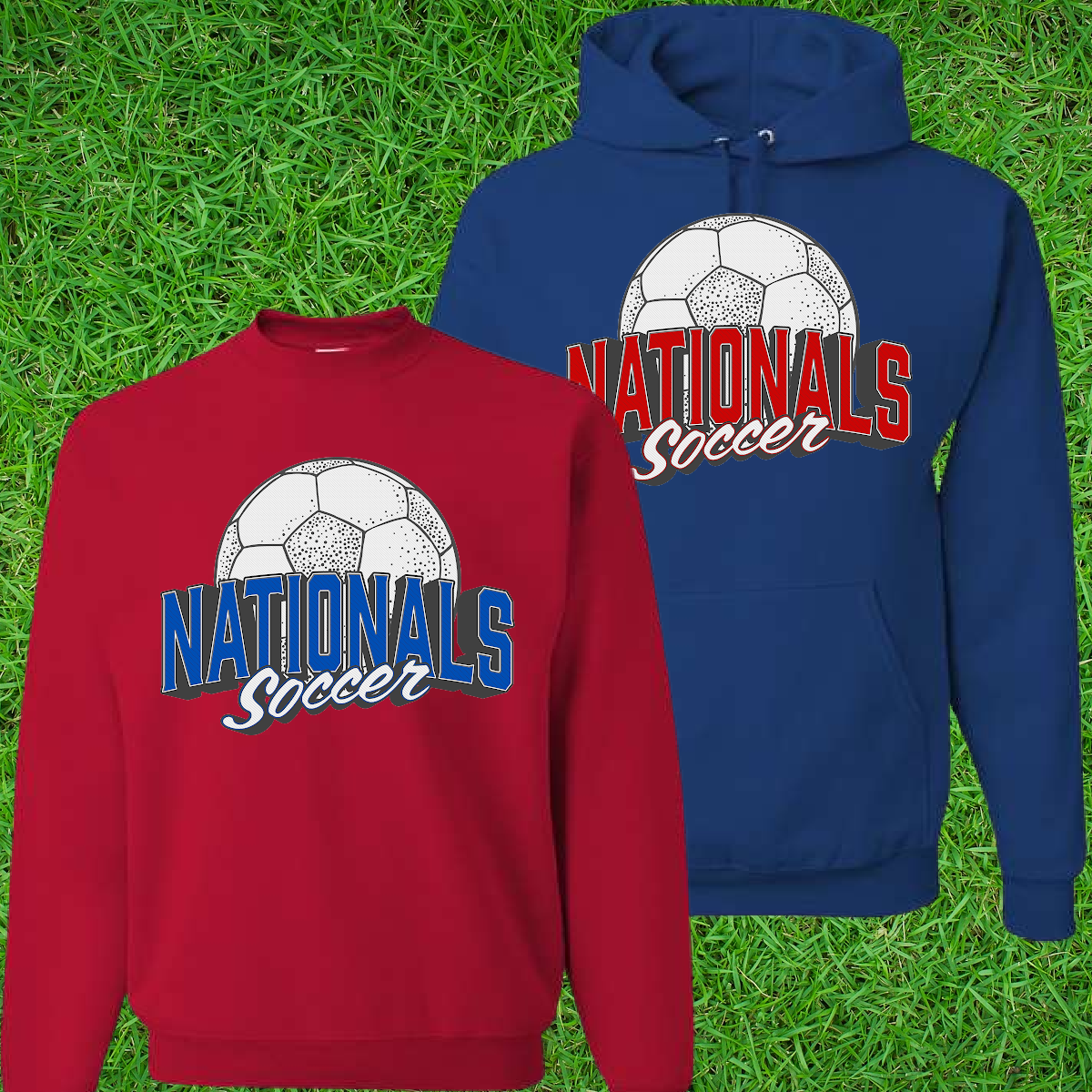 Vintage NATIONALS Soccer Sweatshirt - Red or Blue (Youth & Adult) - MADE TO ORDER/TWO WEEKS