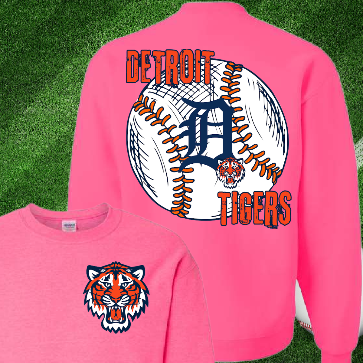Detroit Baseball Sweatshirt Back Design (Adult)