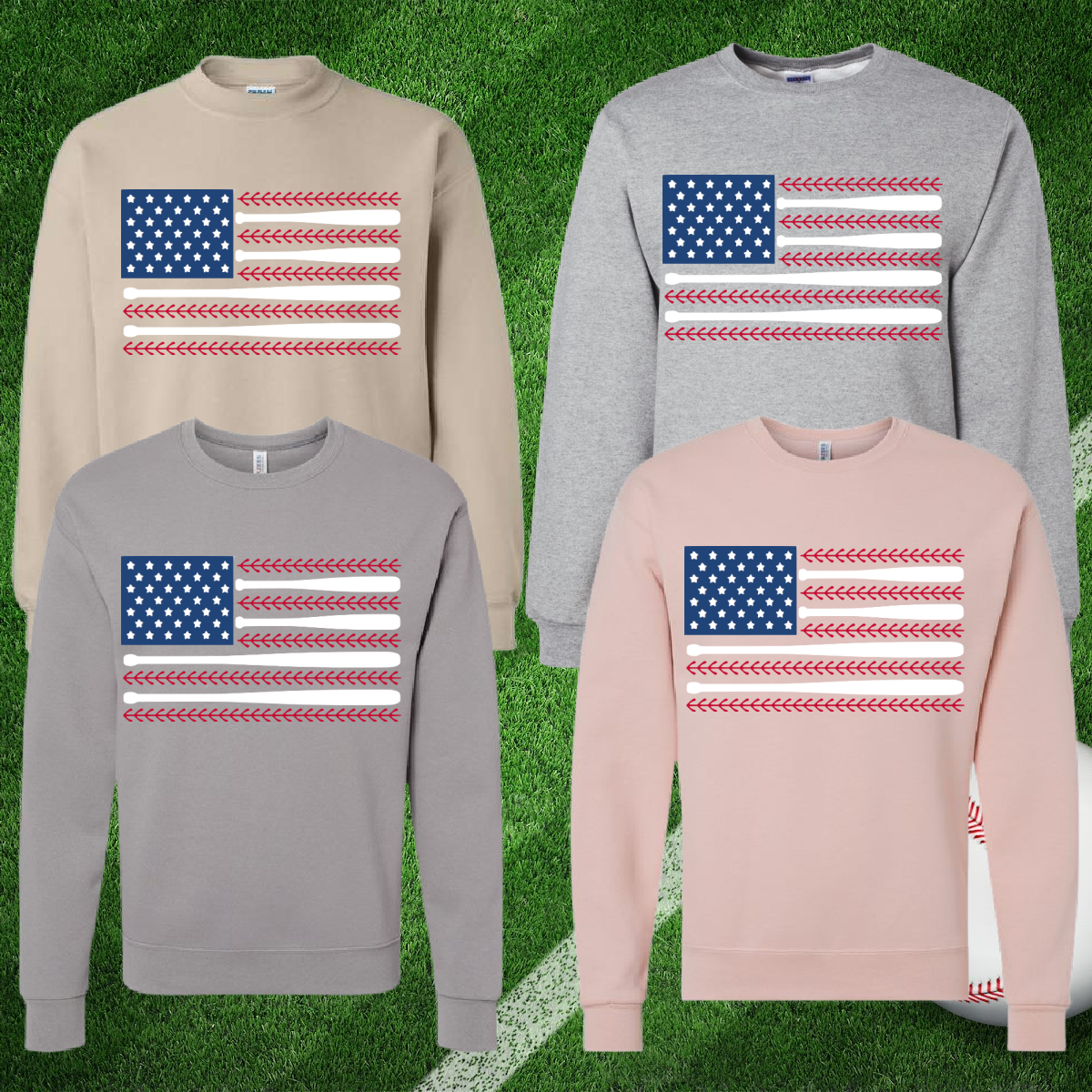 Estey Baseball - American Flag Baseball Basic Sweatshirt