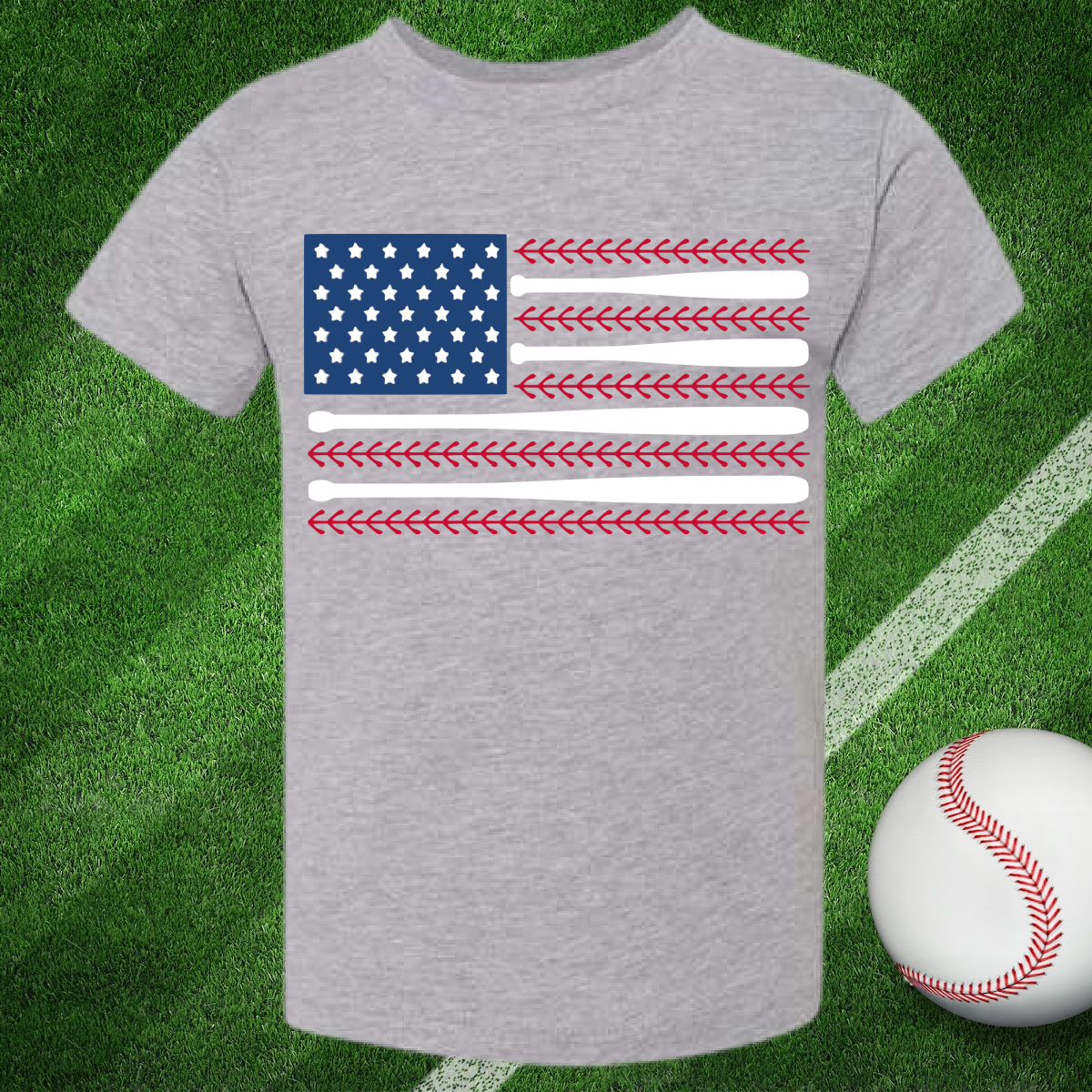 Pinconning Baseball - American Flag Baseball Tee or Sweatshirt (Youth)