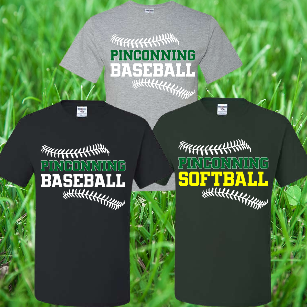 Pinconning Baseball/Softball - Stitches Basic Short or Long Sleeve Tee (Youth & Adult)