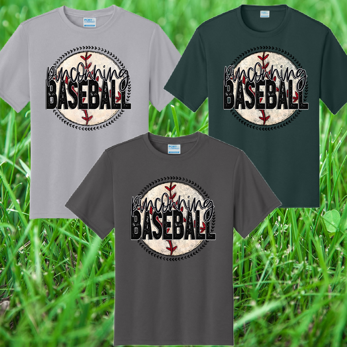 Pinconning Baseball/Softball -Round Logo Performance Tee (Youth & Adult)