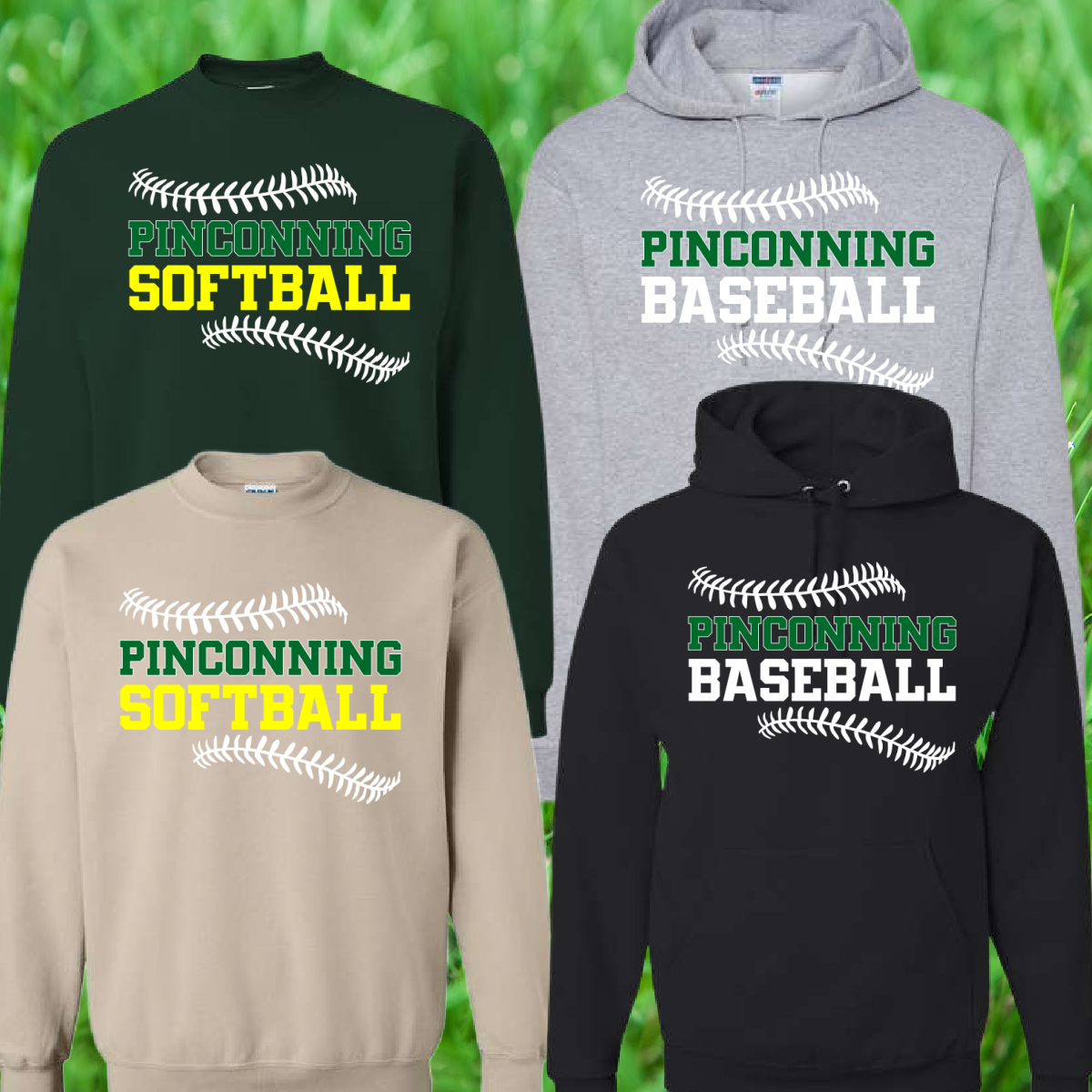 Pinconning Baseball/Softball - Stitches Logo Basic Sweatshirt & Hoodie (Youth & Adult)