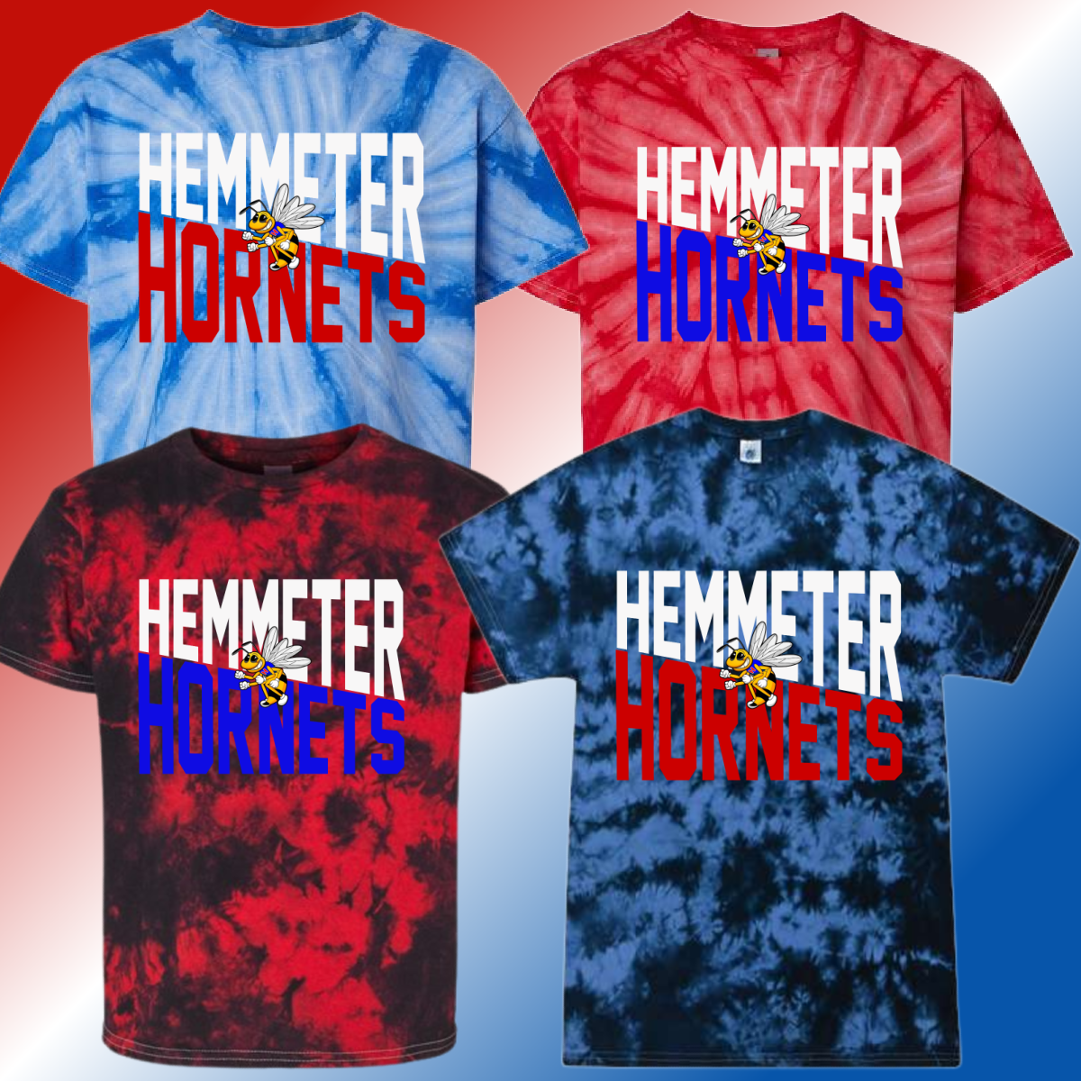 Hemmeter Elementary - Angled Logo Tie Dye Tee (Youth & Adult) - MADE TO ORDER/TWO WEEKS
