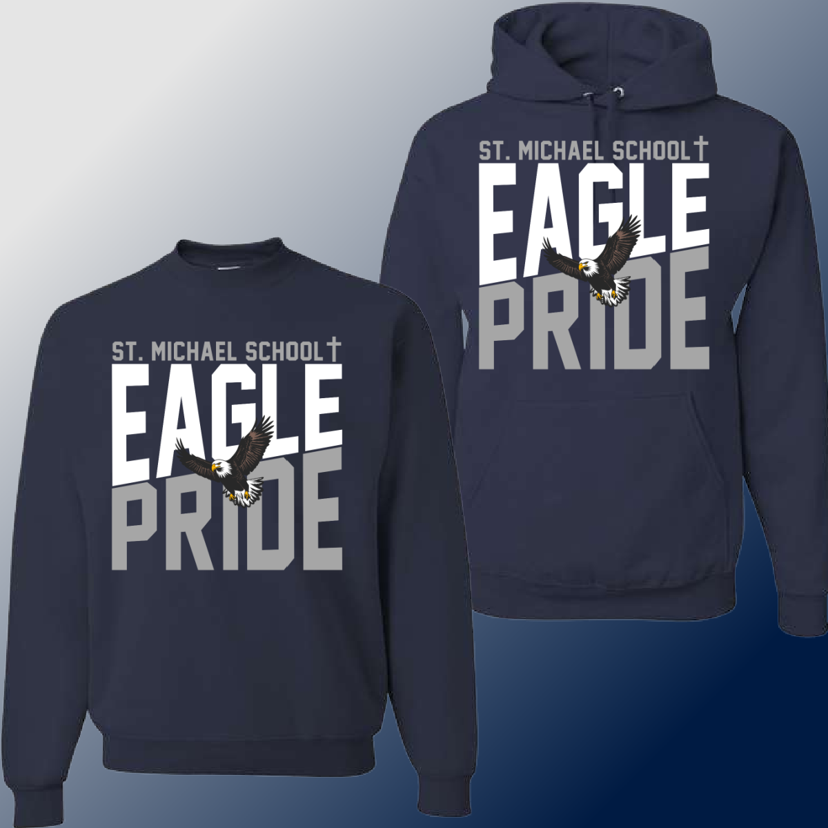 St. Michael Eagles - Angled Logo Basic Sweatshirt (Youth & Adult) - MADE TO ORDER/TWO WEEKS