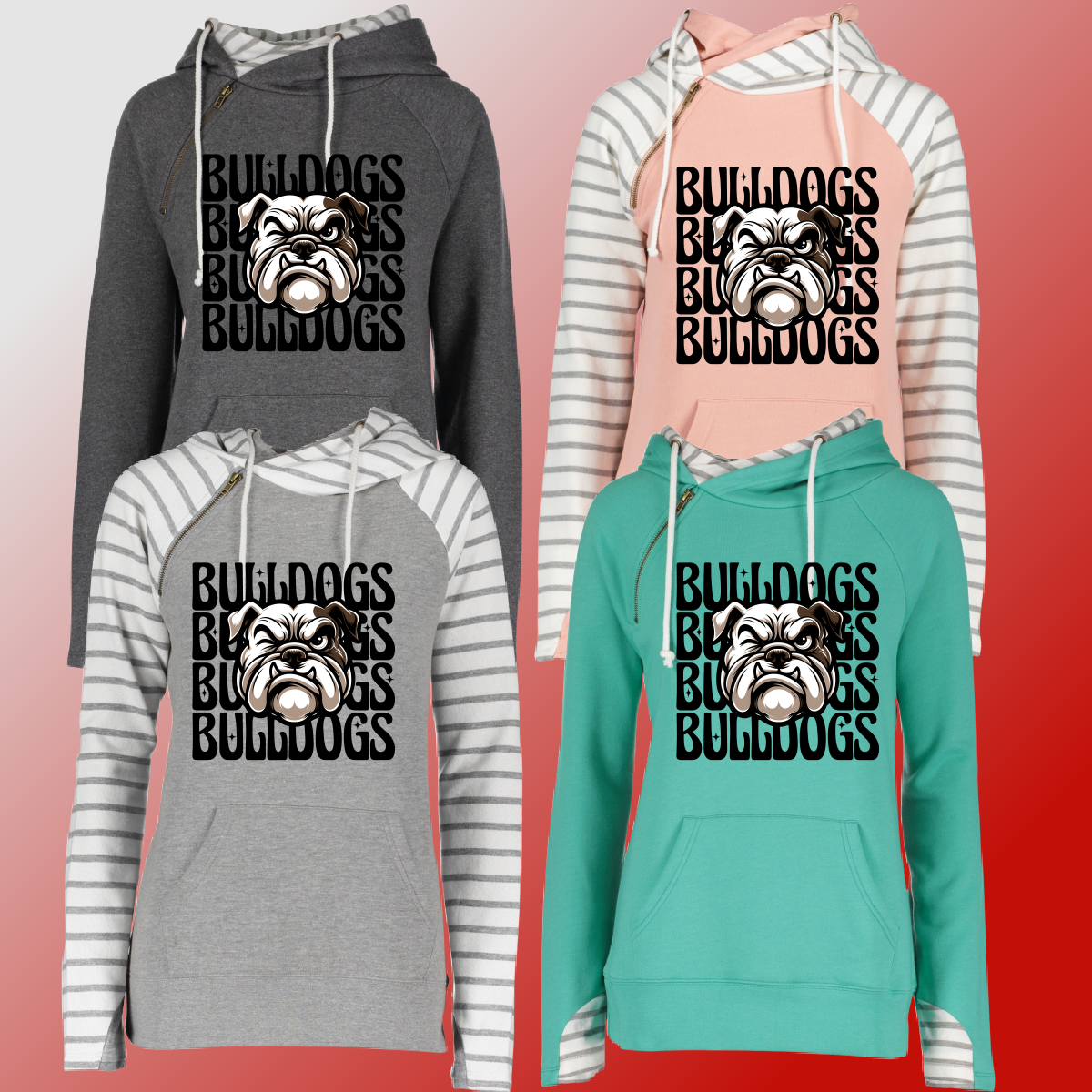 Mackensen Bulldogs - Winking Bulldog Double Hoodie (Adult) - MADE TO ORDER/TWO WEEKS