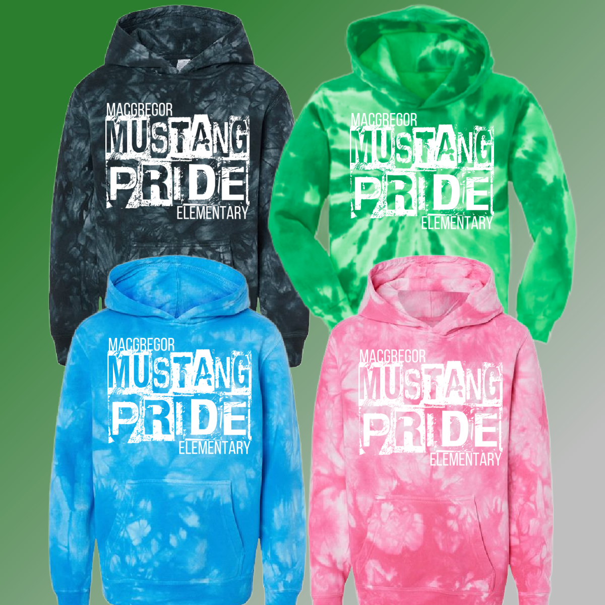 MacGregor Elementary - Distressed Block Tie Dye Hoodie (Youth & Adult) - MADE TO ORDER/TWO WEEKS