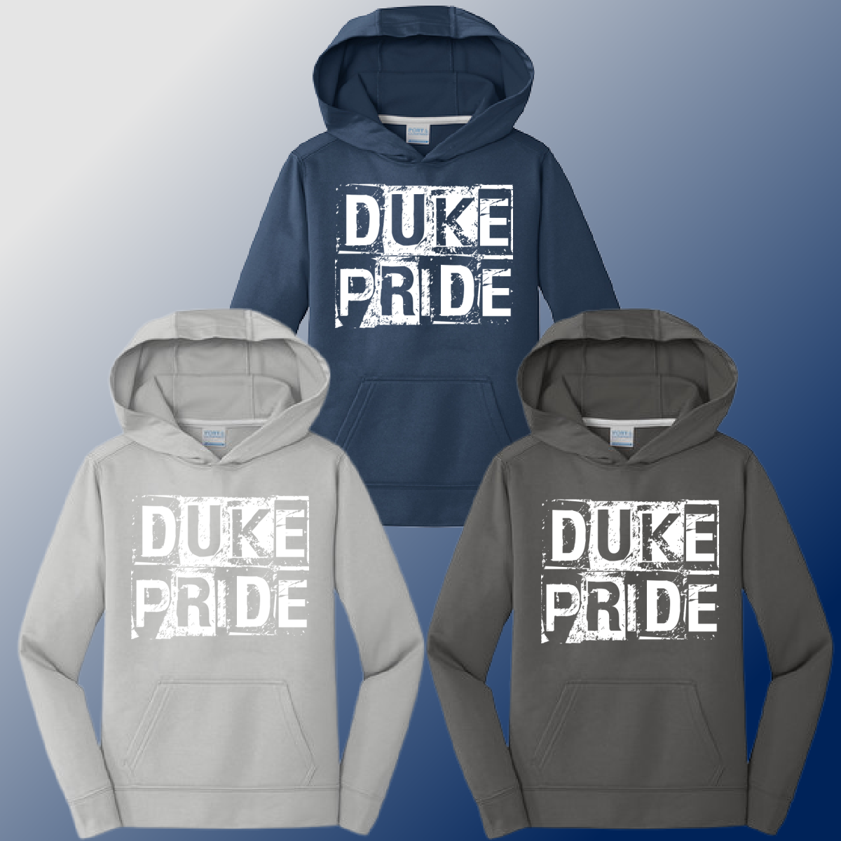Dukes - Distressed Block Dri Fit Hoodie (Youth & Adult)