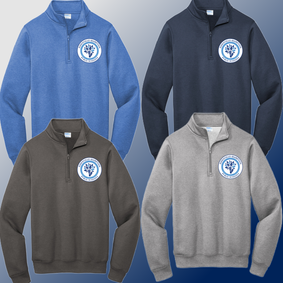Dukes - EHPS Logo 1/4 Zip Crewneck (Adult) - MADE TO ORDER/TWO WEEKS