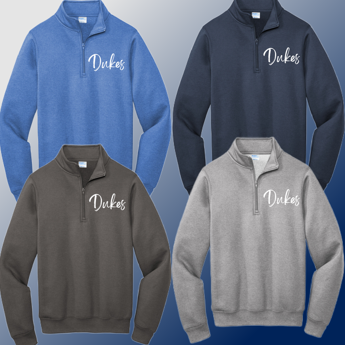 Dukes - Simple Script 1/4 Zip Crewneck (Adult)