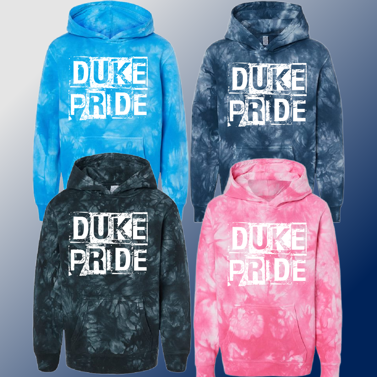 Dukes - Distressed Block Tie Dye Hoodie (Youth & Adult)