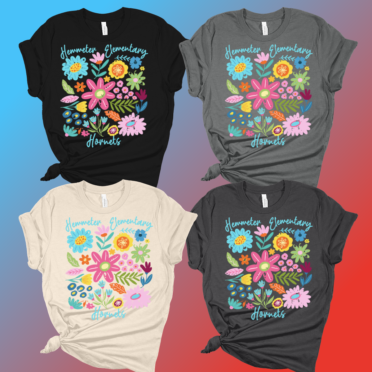 Hemmeter Elementary - Floral Premium Tee (Youth & Adult) - MADE TO ORDER/TWO WEEKS
