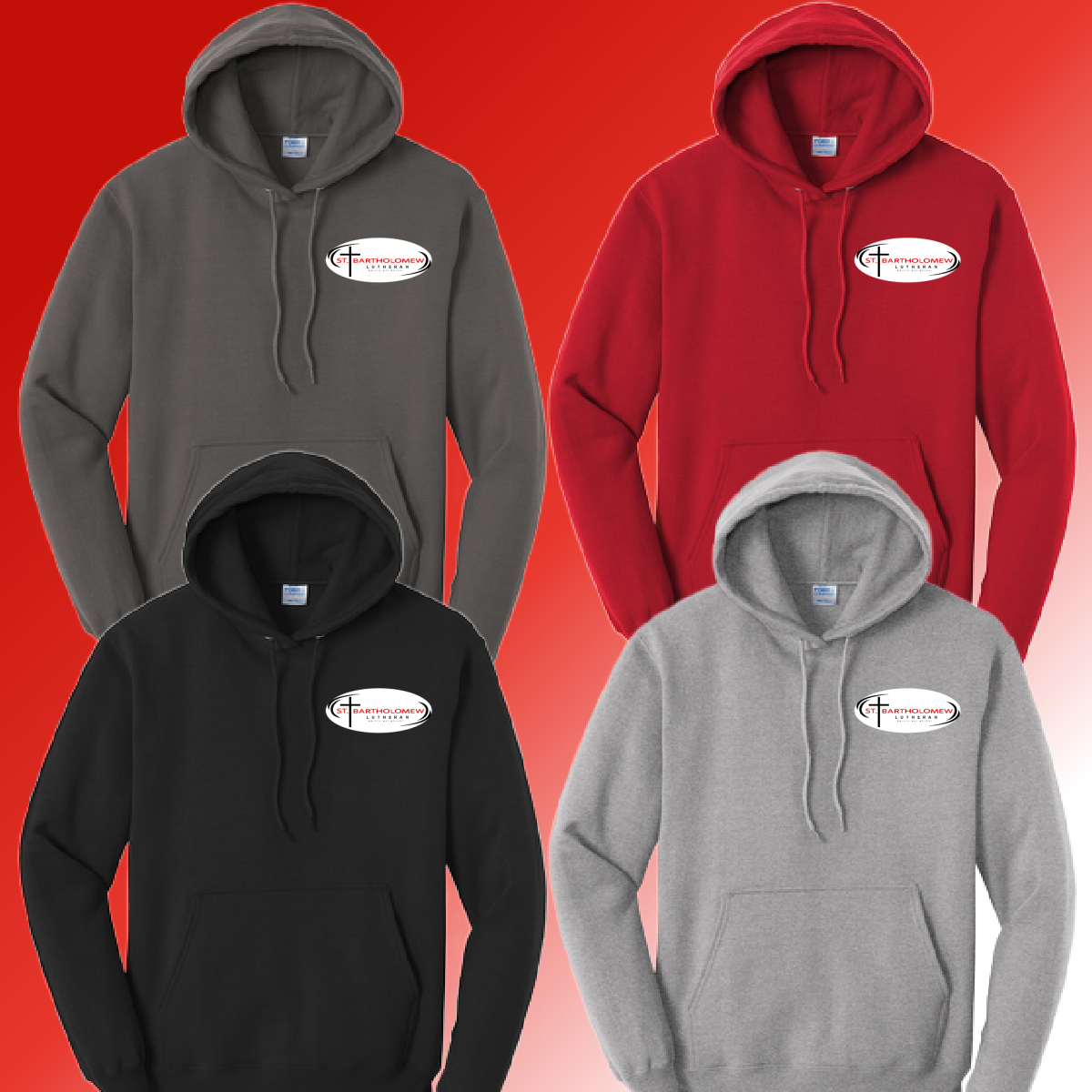 St. Bartholomew - Church Pocket Logo Basic Hoodie (Youth & Adult) - MADE TO ORDER/TWO WEEKS