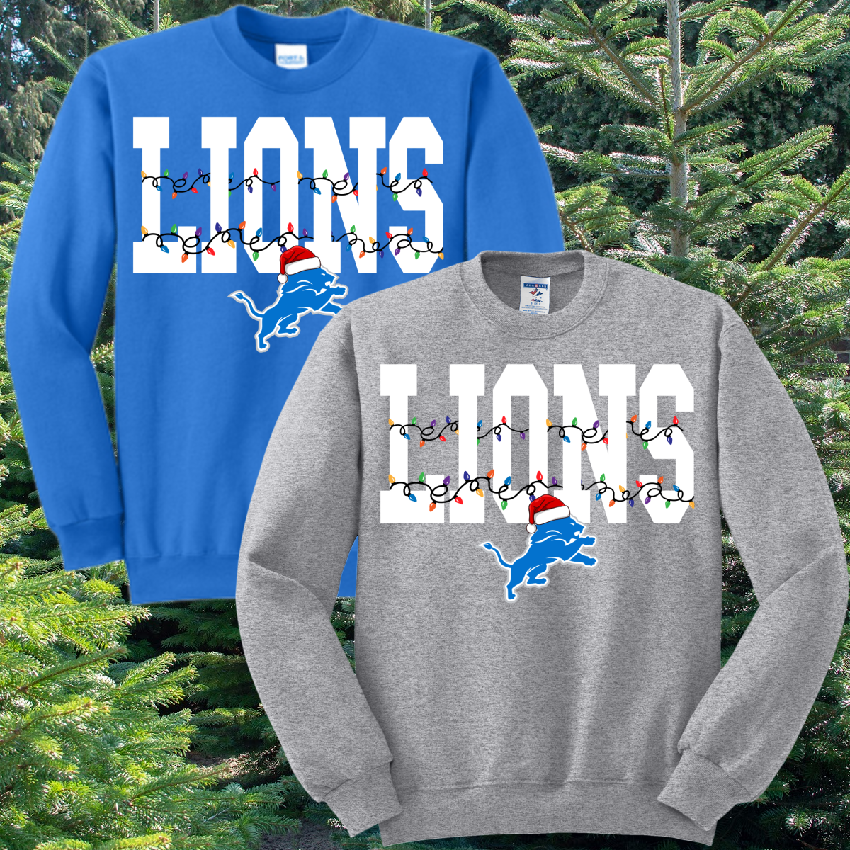 Detroit Football Christmas Lights - Basic Sweatshirt (Adult)