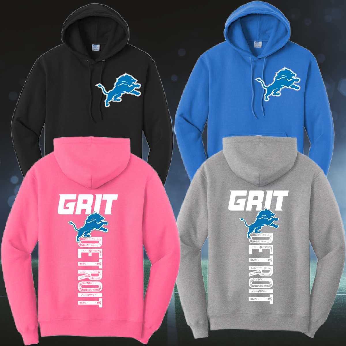 Detroit Football GRIT Back Design Basic Sweatshirt (Adult)