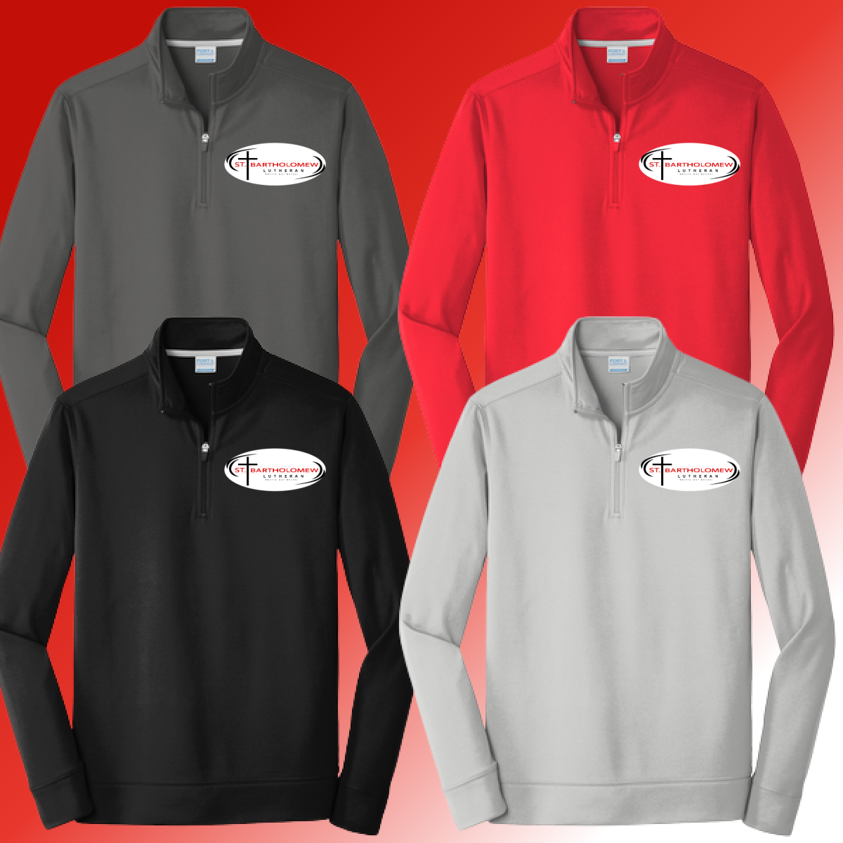 St. Bartholomew - Church Pocket Logo Performance Quarter Zip (Adult) - MADE TO ORDER/TWO WEEKS
