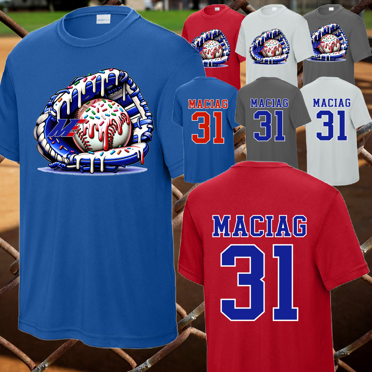 ME Midland Explorers Ice Cream Drip Baseball Dri Fit Tee (Youth & Adult)