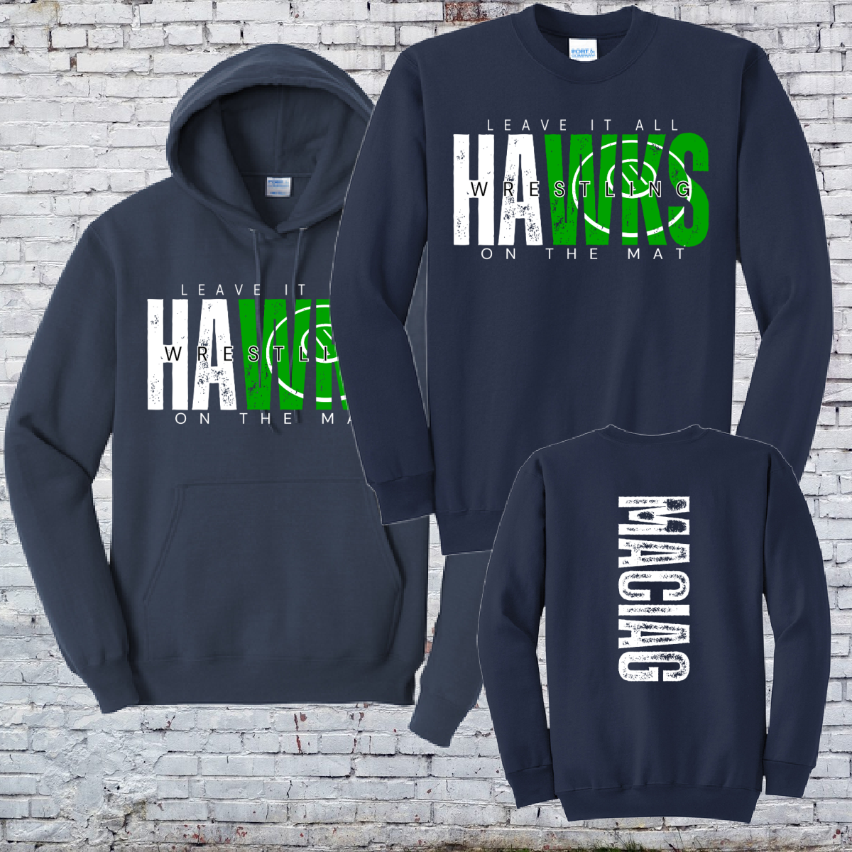 Leave It All On The Mat-Hawks Wrestling Basic Sweatshirt