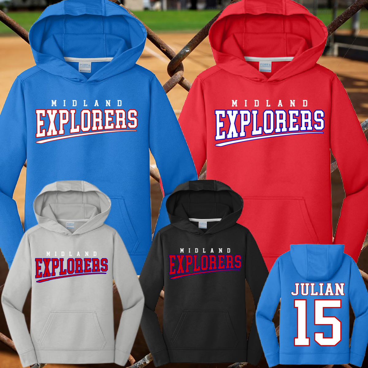 Midland Explorers - Logo Performance Hoodie (Youth & Adult)