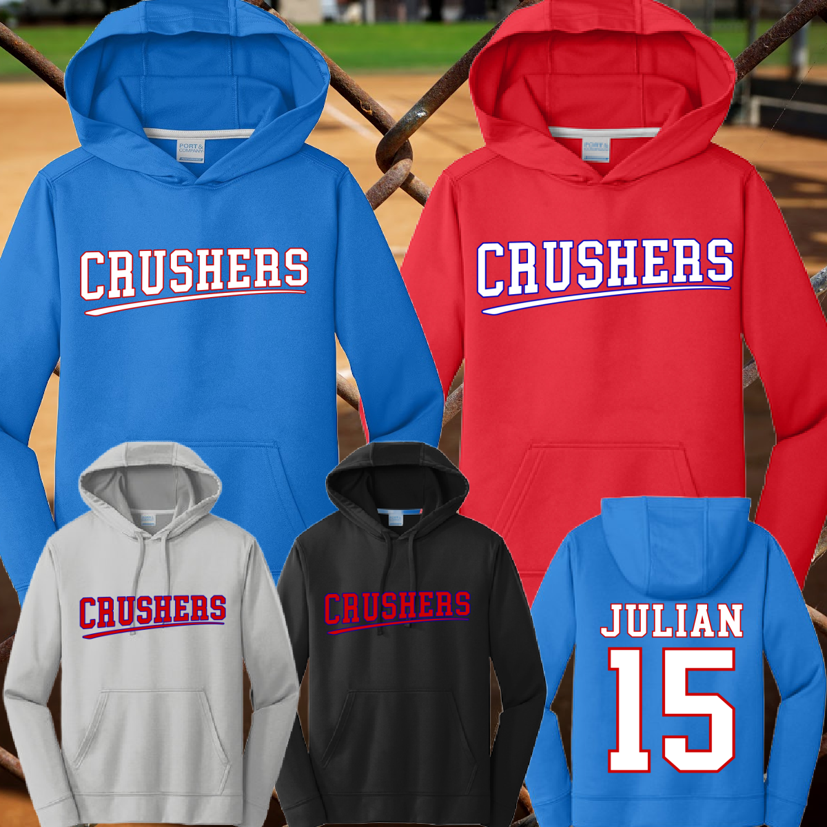 Crushers Baseball - Logo Performance Hoodie (Youth & Adult)