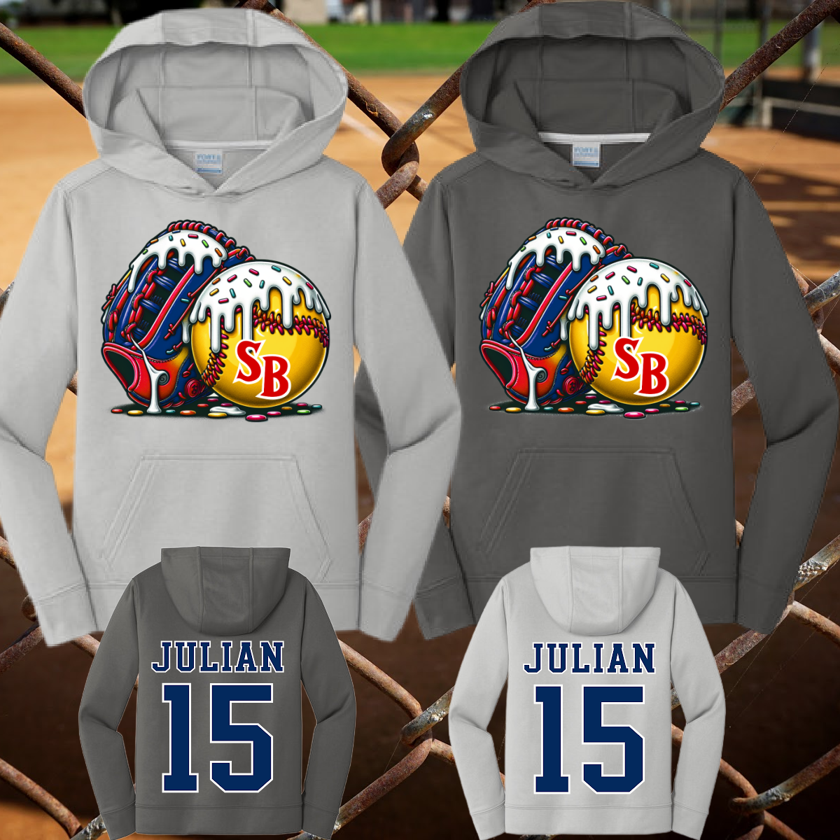 SB Riverdawgs Ice Cream Drip SOFTBALL Dri Fit Hoodie (Youth & Adult)