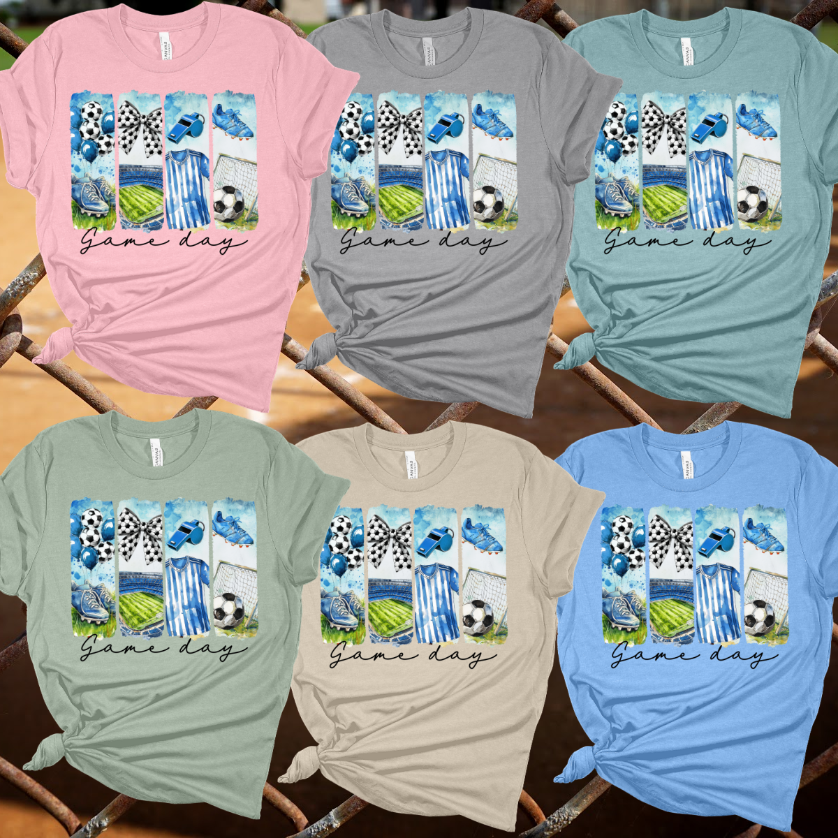 Watercolor Game Day Soccer Collage Tee (Adult)