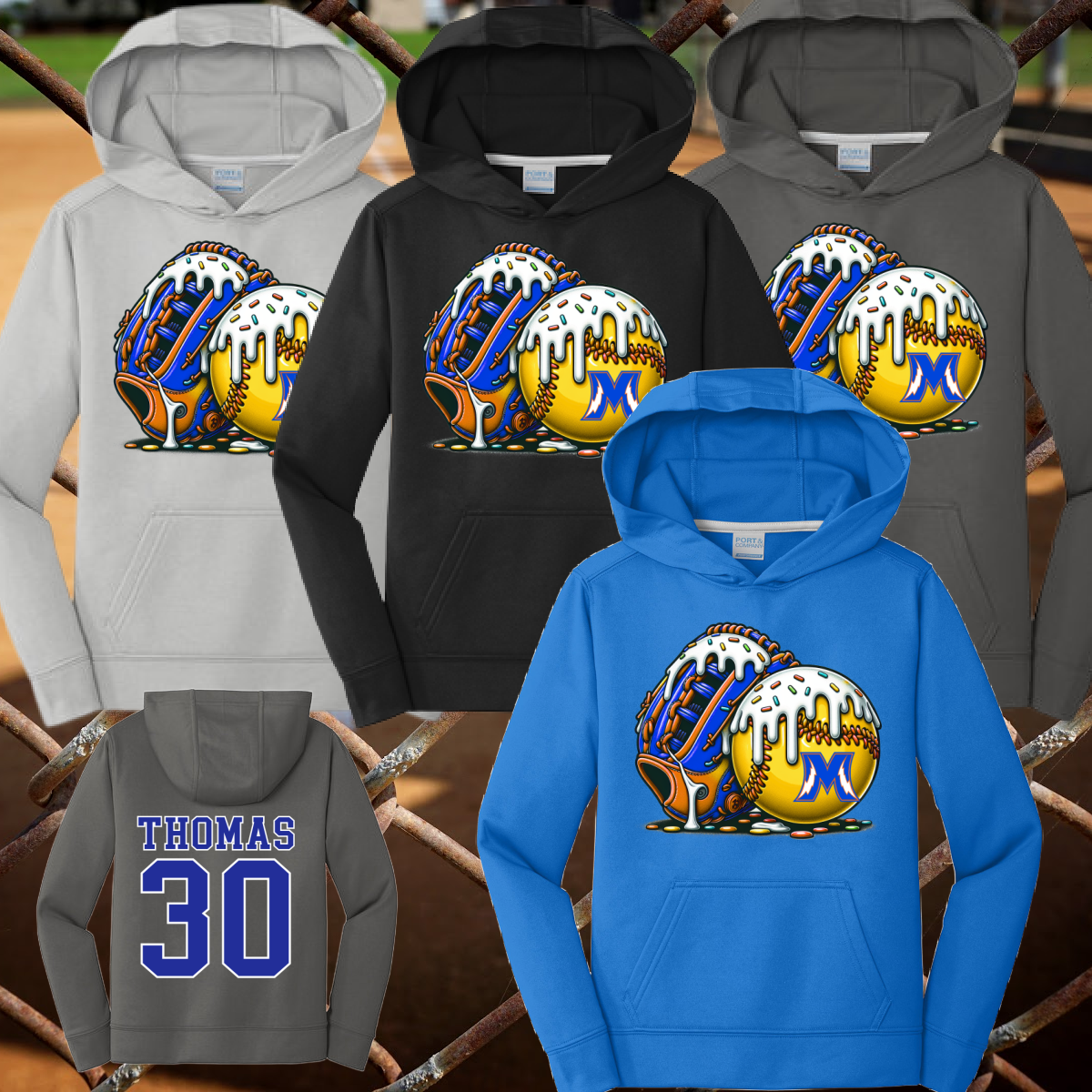 Michigan Bolts Ice Cream Drip SOFTBALL Dri Fit Hoodie (Youth & Adult)