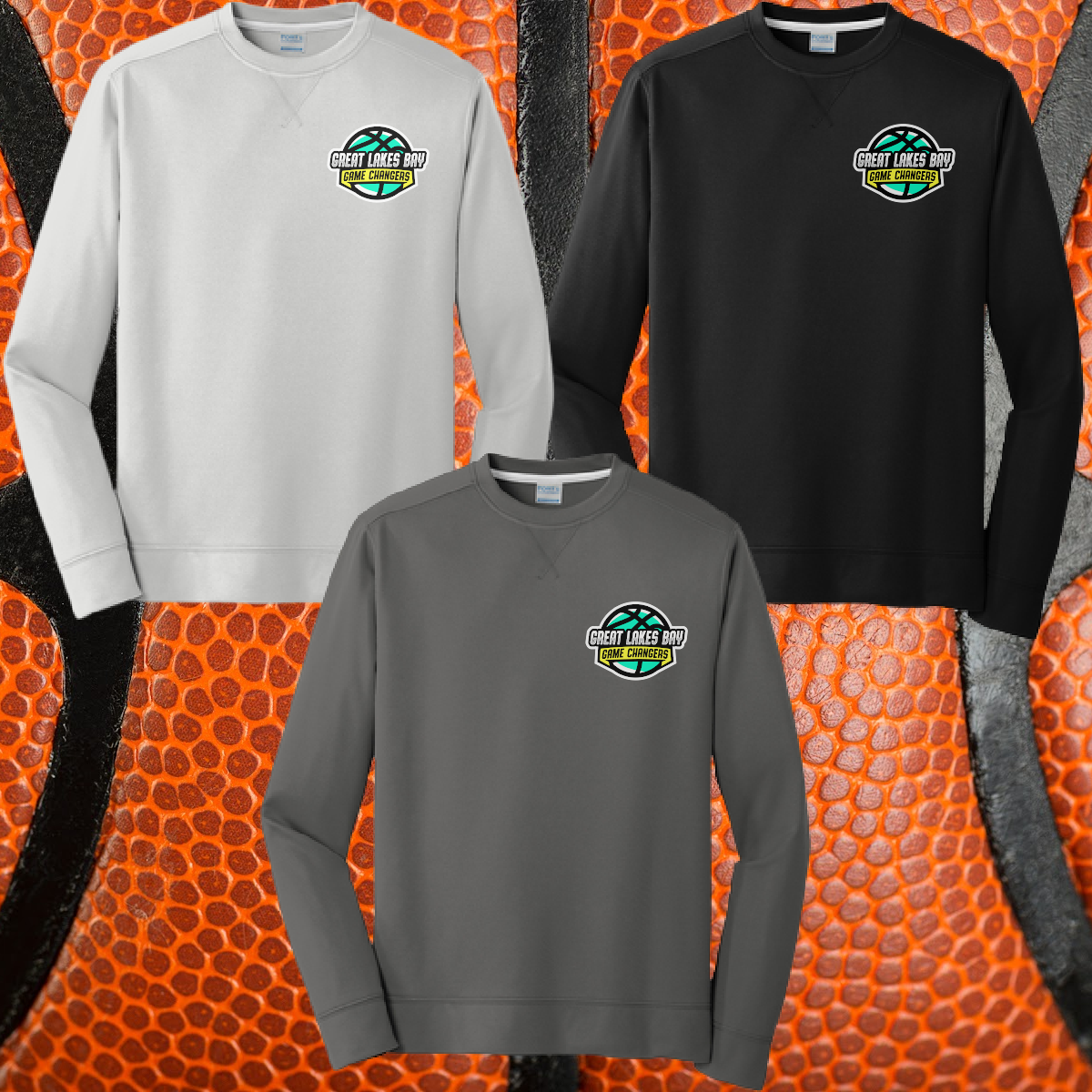 Great Lakes Bay Game Changers Basketball/Baseball - Mens Basic Performance Crewneck (Pocket Logo)