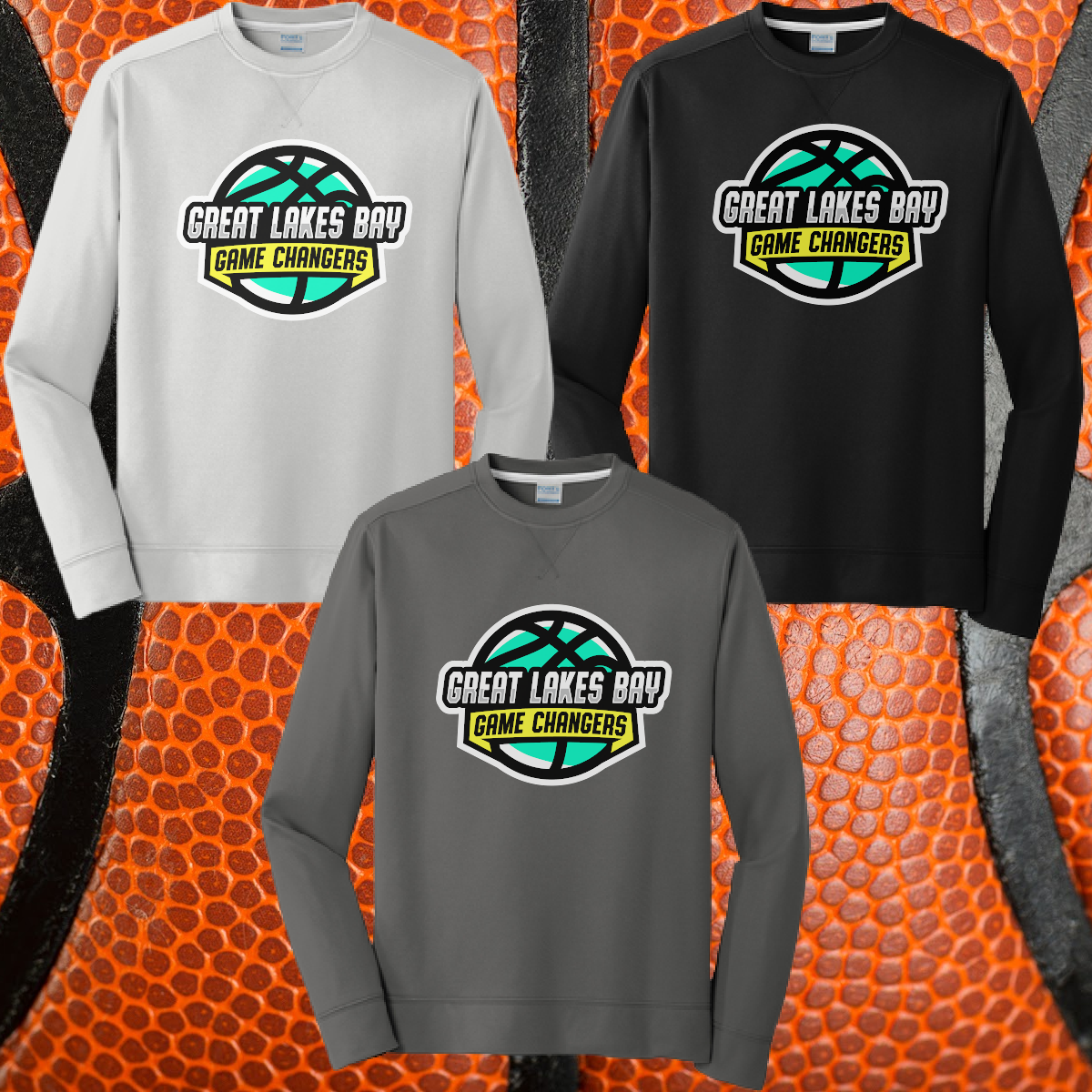 Great Lakes Bay Game Changers Basketball/Baseball - Mens Basic Performance Crewneck (Full Logo)