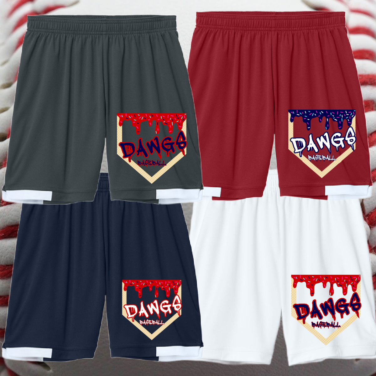 Saginaw Bay Riverdawgs - Homeplate Ice Cream Drip Performance Shorts