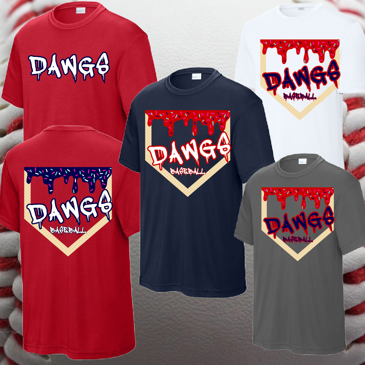 Saginaw Bay Riverdawgs - Homeplate Ice Cream Drip Performance Tee