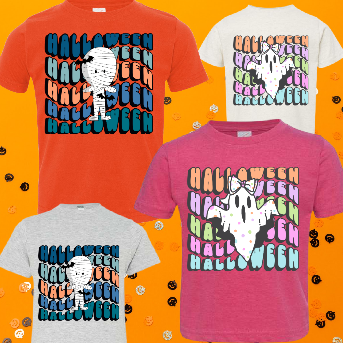 Stacked Halloween Ghost or Mummy - Youth Tee