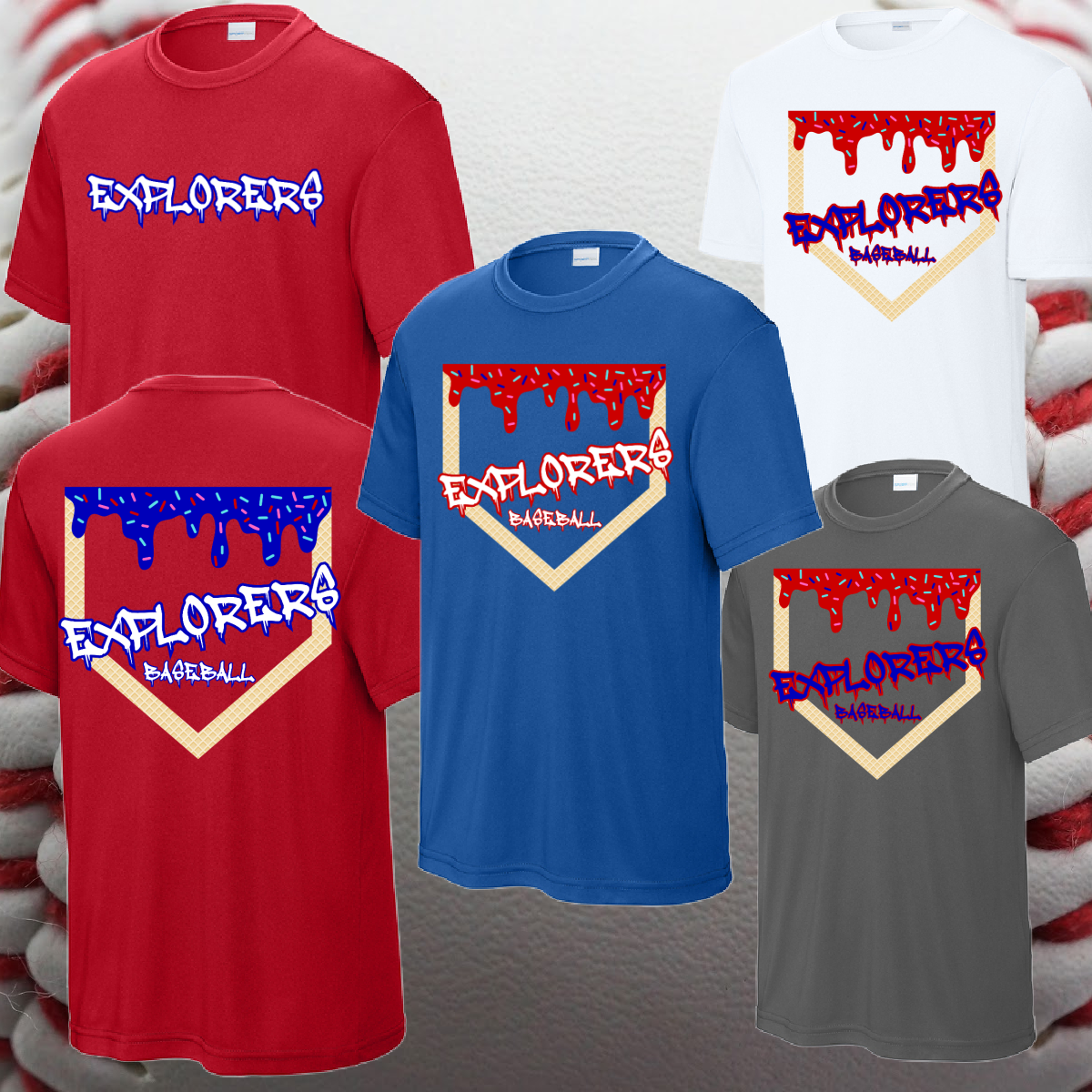 Midland Explorers - Homeplate Ice Cream Drip Performance Tee