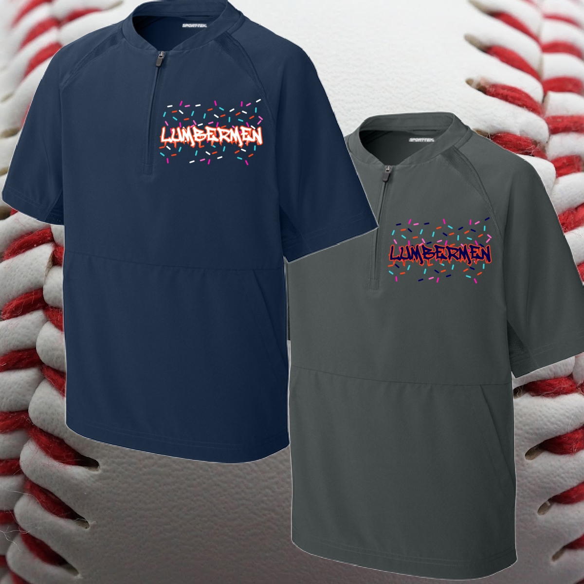 Mid Michigan Lumbermen - Ice Cream Sprinkles 1/2 Zip Short Sleeve Baseball Jacket