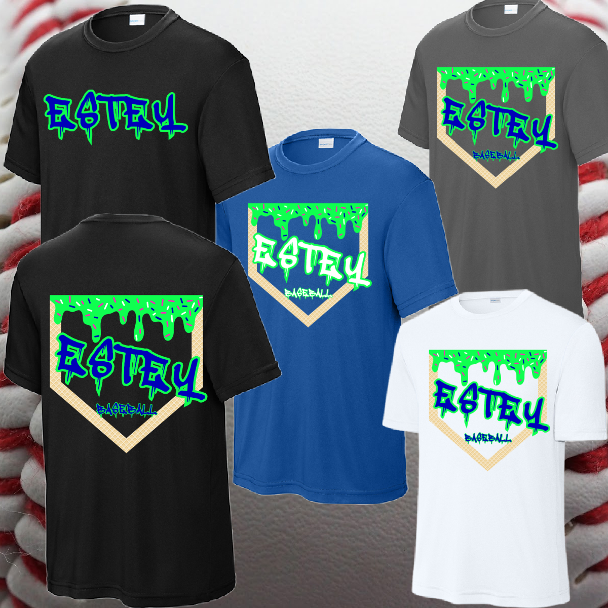 Estey Baseball - Homeplate Ice Cream Drip Performance Tee