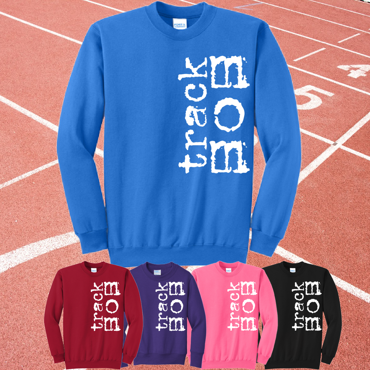 Track Mom Vintage Typography Crewneck Sweatshirt