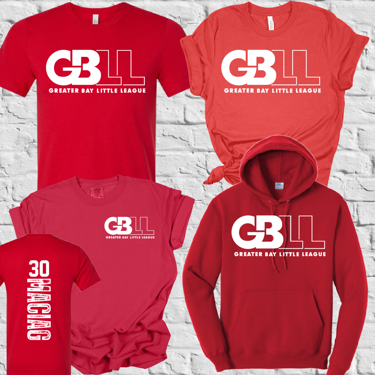 Greater Bay Little League - White Logo Tee w/Vertical Name
