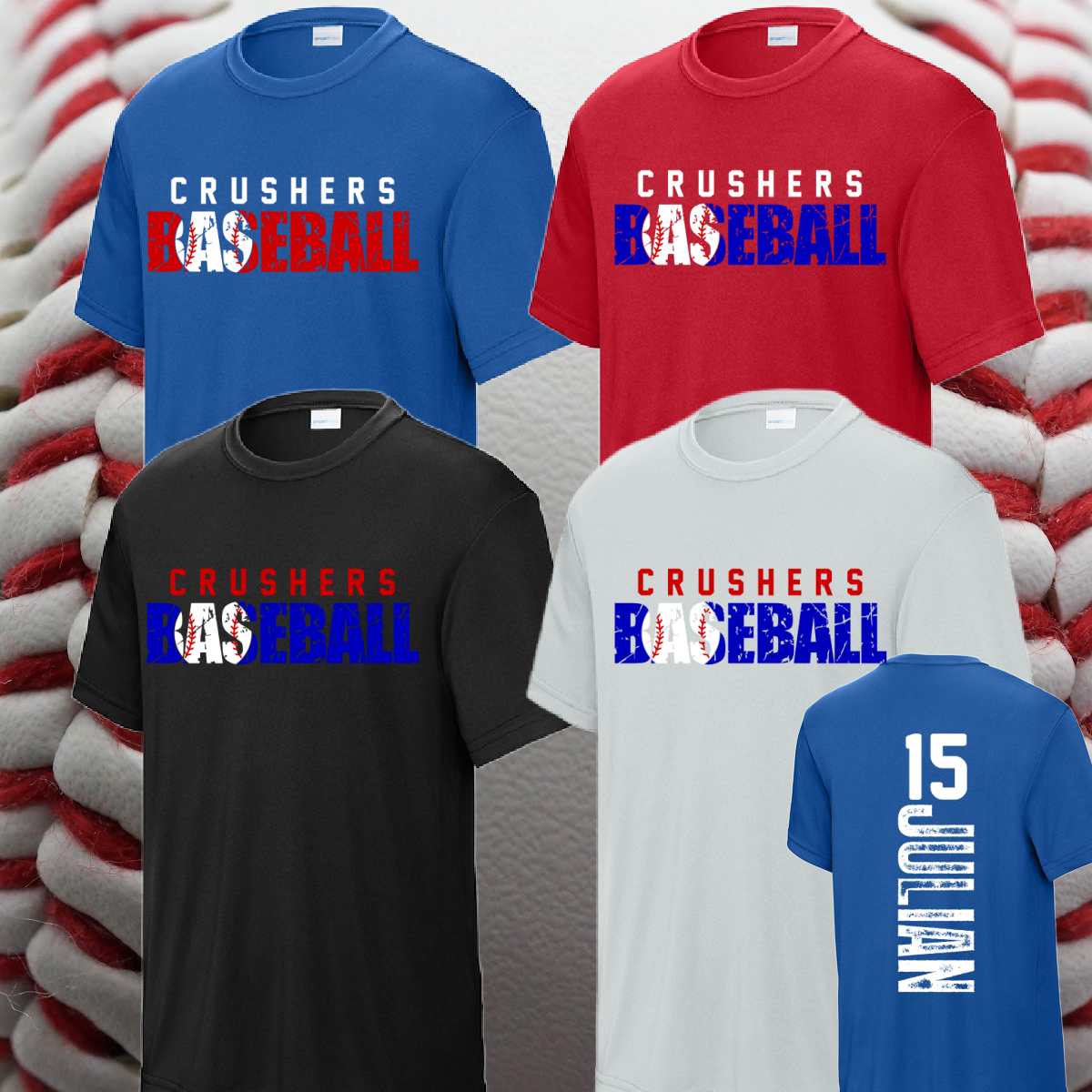Crushers Baseball - Baseball Cut Out Performance Tee (Youth & Adult)