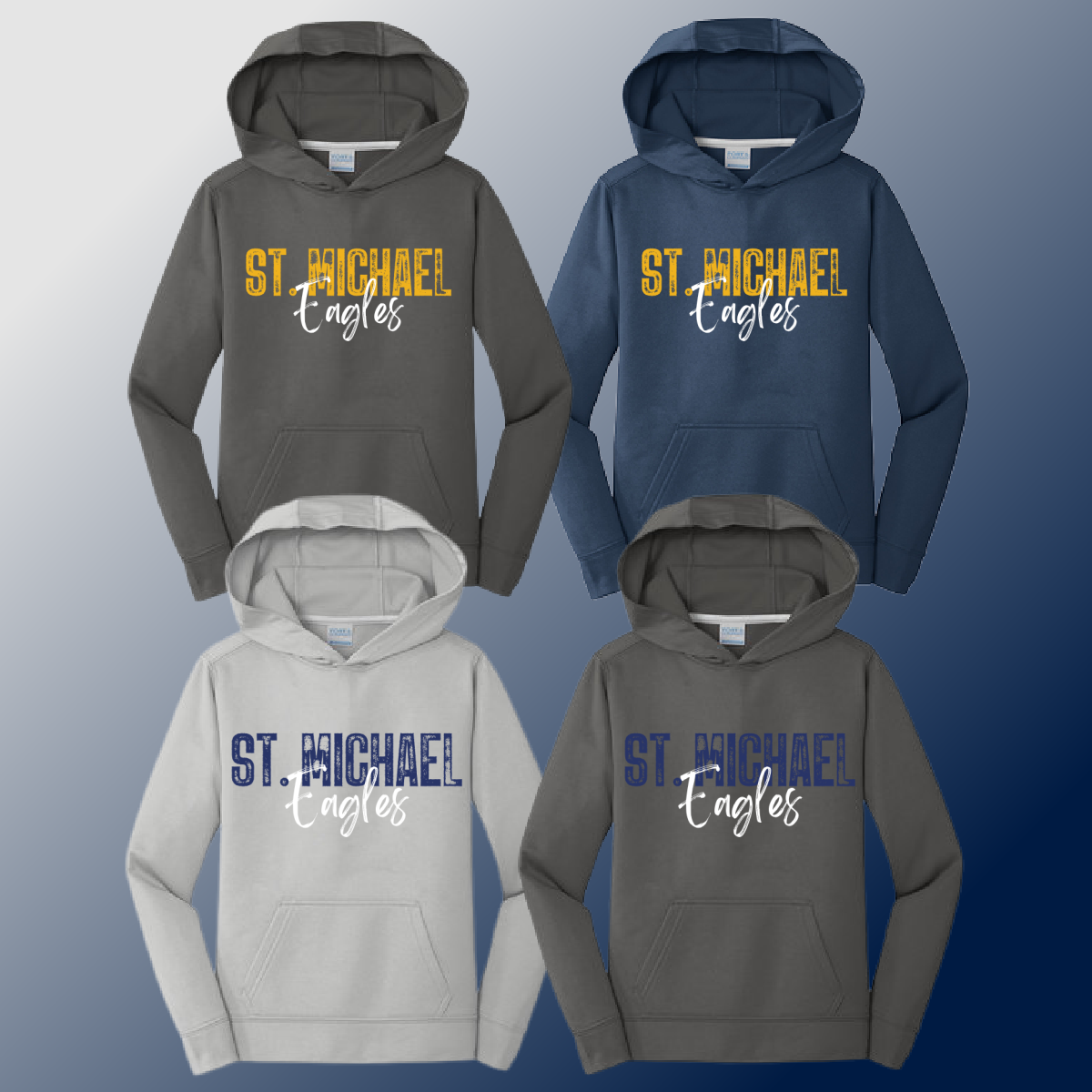 St. Michael Eagles - Stamped Performance Hoodie (Youth & Adult) - MADE TO ORDER/TWO WEEKS