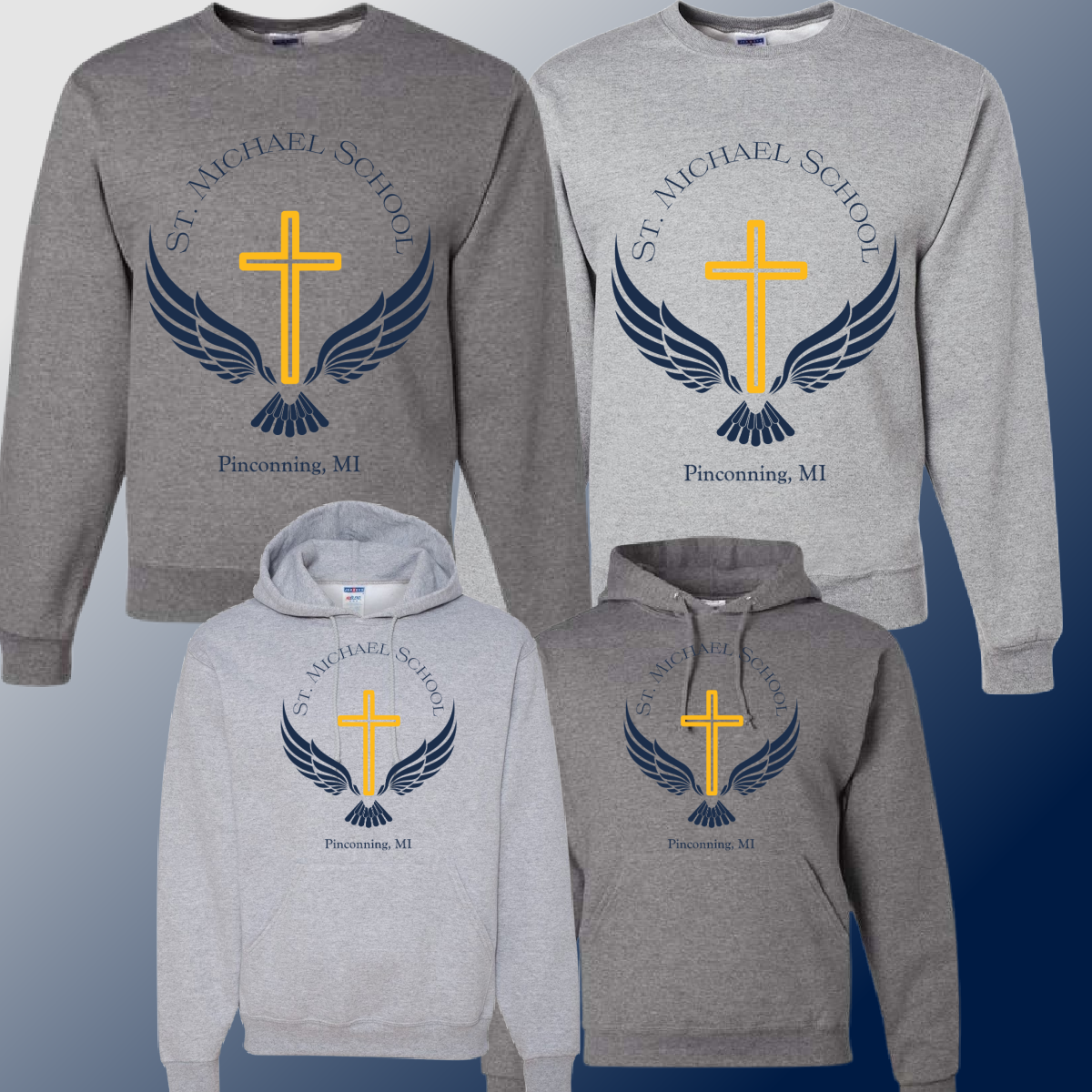 St. Michael Eagles - Gray School Logo Basic Sweatshirt (Youth & Adult) - MADE TO ORDER/TWO WEEKS