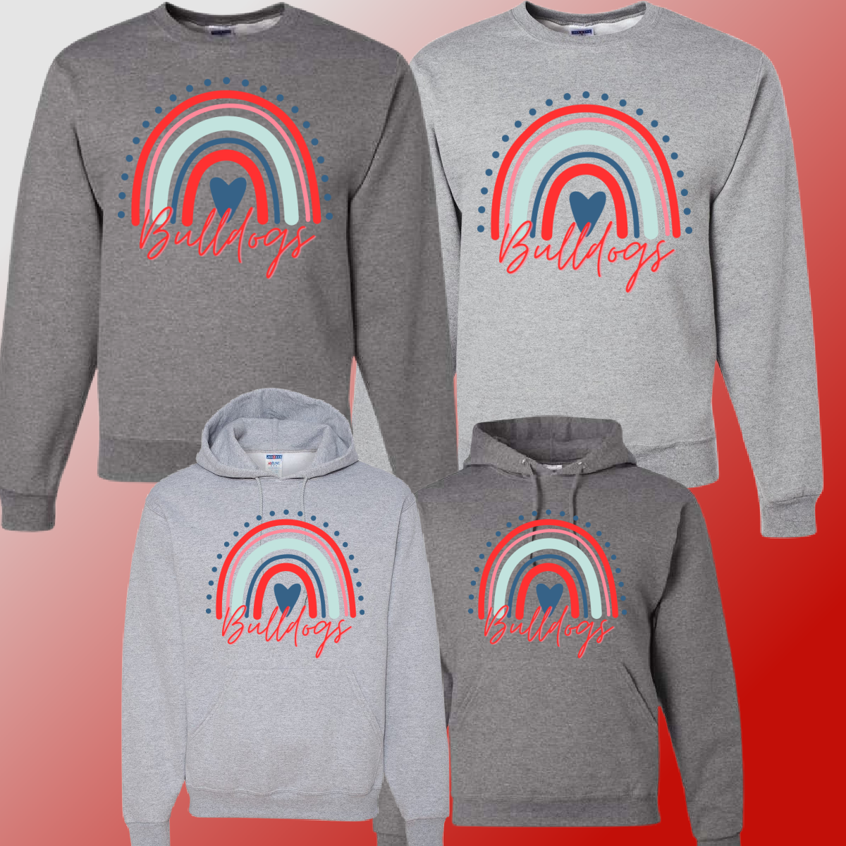 Mackensen Bulldogs - Gray Rainbow Basic Sweatshirt - MADE TO ORDER/TWO WEEKS