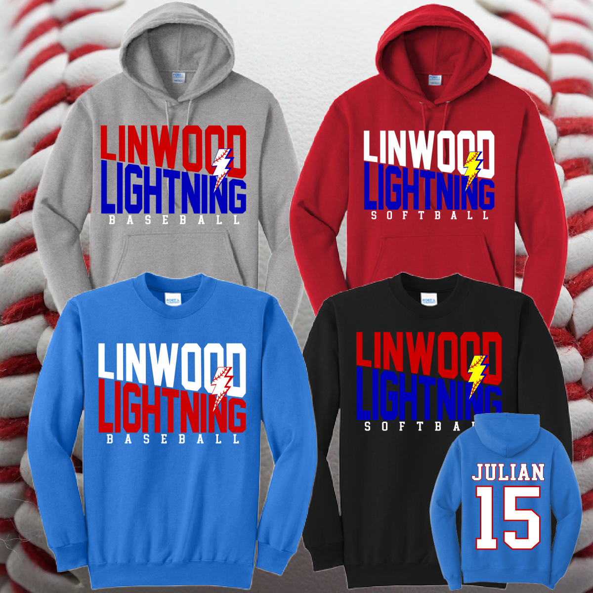Linwood Lightning - Angled Logo Basic Sweatshirt (Youth & Adult)