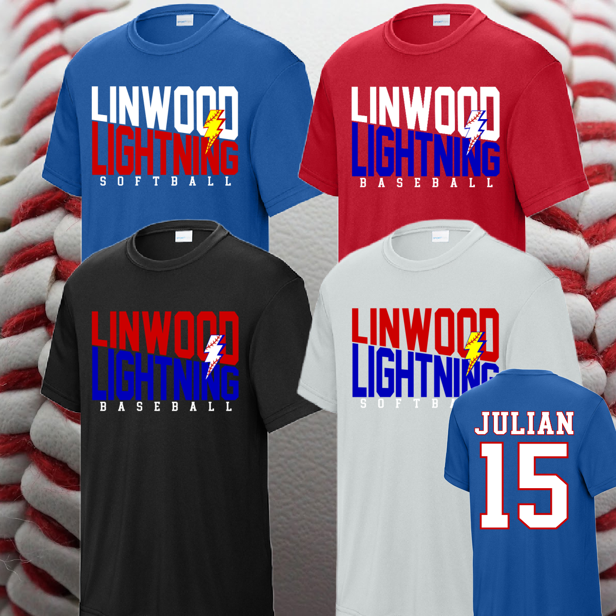 Linwood Lightning - Angled Logo Performance Tee (Youth & Adult)